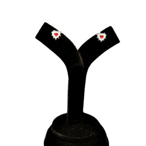 Heart Cutout Enamel Tops - Red & White