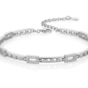 Silver Sleek Square Cz String Bracelet