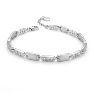 Silver Elegant Cz & Matte Finish Bracelet