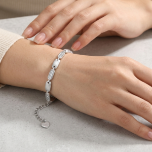 Alternative view of Silver Elegant Cz & Matte Finish Bracelet