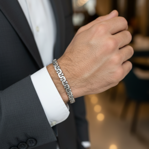 Alternative view of Silver Bold Matte Turkey Bracelet