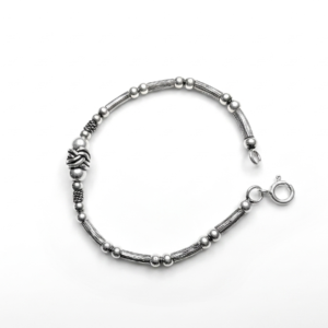 Silver Jaipuri Oxidised Pipe & Beads Bracelet