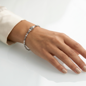 Alternative view of Silver Jaipuri Oxidised Pipe & Beads Bracelet