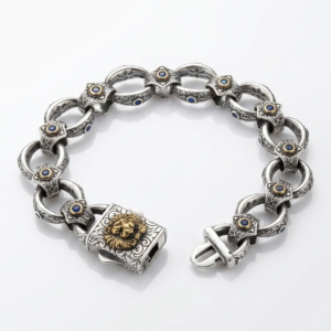 Silver Bold Indo-Style Lion Bracelet For Men