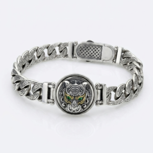 Silver Spinning Lion Indo-Style Bracelet