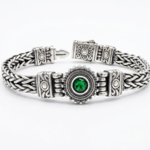 Silver Green Stone Two-Way Indo Bracelet