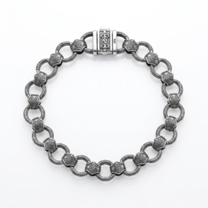 Silver Indo Embroidered Link Bracelet