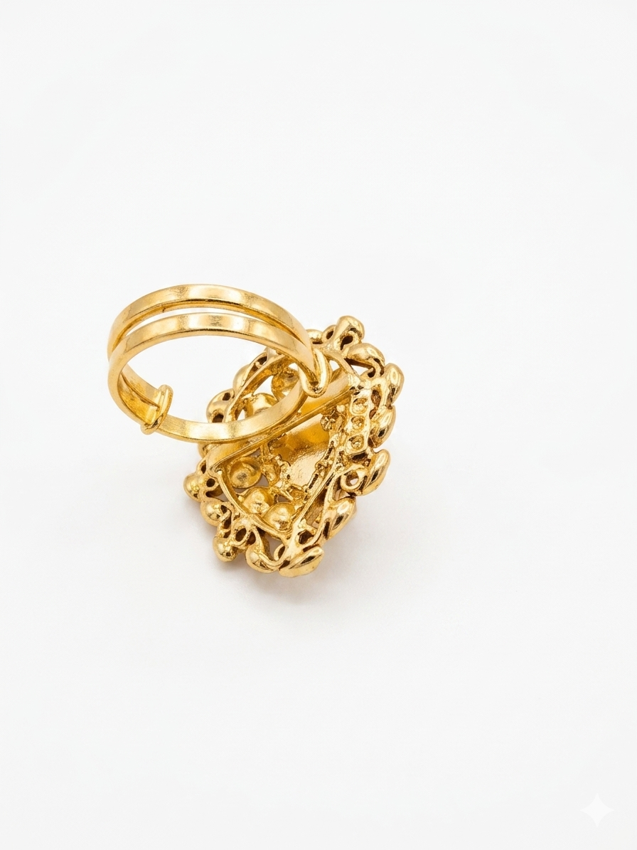 Silver 925 Pear & Beads Cocktail Ring - Image 3