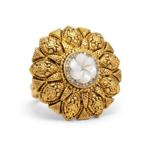 Silver 925 Embroidered Floral Cocktail Ring