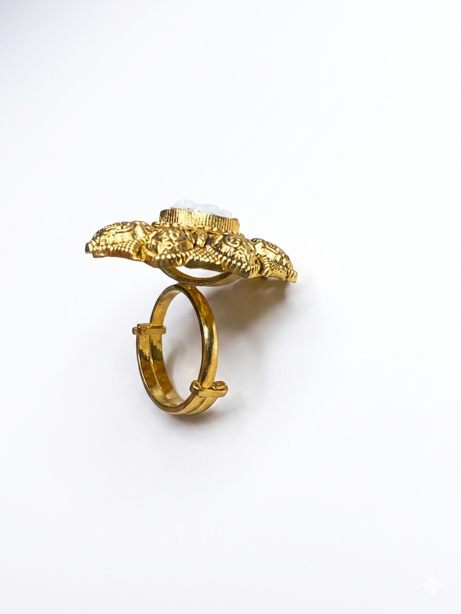 Silver 925 Embroidered Floral Cocktail Ring - Image 3