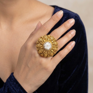 Alternative view of Silver 925 Embroidered Floral Cocktail Ring
