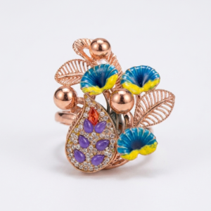Exclusive Blooming Floral Enamel & Kundan Cocktail Ring