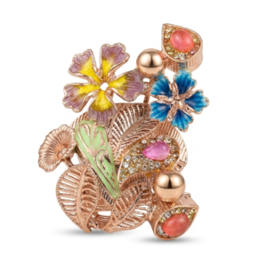Exclusive Floral Cocktail Ring with Enamel & Kundan Work