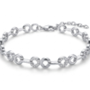 Silver Italian CZ Round Loop & Bar Bracelet