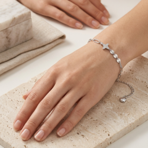 Alternative view of Silver Italian Chain Celestial Sleek Bracelet
