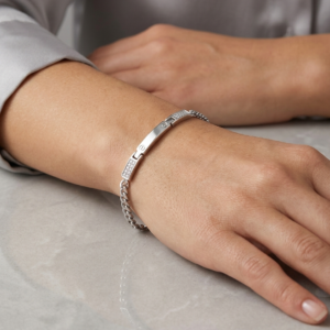 Alternative view of Silver Bold & Solid 2 Chain Cz Bracelet