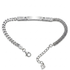 Silver Bold & Solid 2 Chain Cz Bracelet