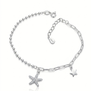 Silver Self Design Italian Sleek Star Bracelet