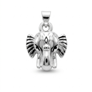 Silver Elephant Face 3D Hollow Pendant