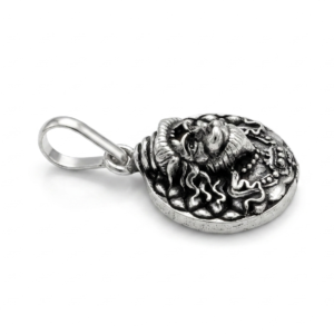 Alternative view of Silver Embroidered Hanuman Antique Oxidised Pendant