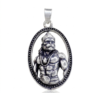 Silver Hanuman Ji Modern Antique Oxidised Pendant