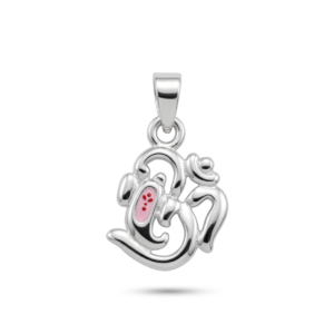Silver OM & Ganesha 3D Hollow Pendant with. Enamel