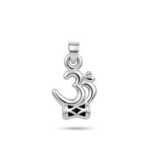 Silver OM with Damru 3D HOLLOW Pendant