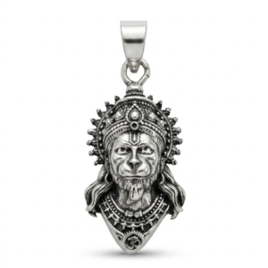 Silver Hanuman ji Face 2D Antique Oxidised Pendant without chain