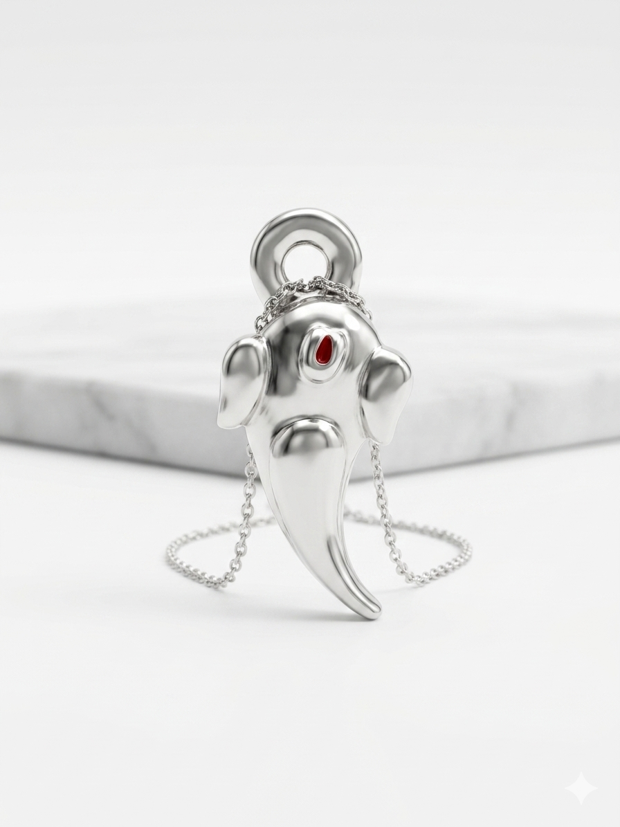Silver Fancy Ganesha 3D Hollow Pendant without Chain