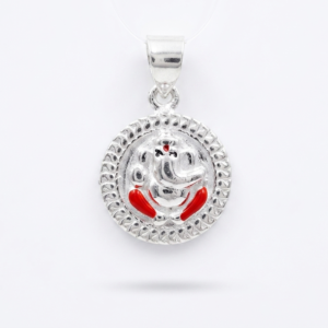 Silver Ganesha In-Circle 3D Hollow Pendant