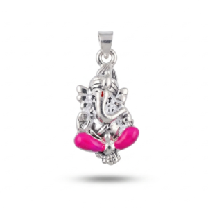 Silver Ganesha Pink 3D Hollow Pendant
