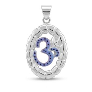 Silver Om In-Circle Big Size 3D Enamel Pendant