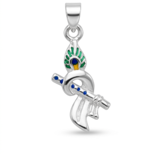 Silver Flute & Feather Designer 3D Hollow Pendant