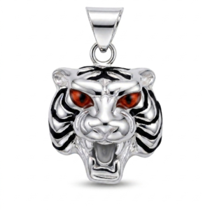 Silver Tiger 3D HOLLOW Pendant with Enamel