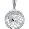 Silver Circular Big Lion Matte Drop Net Cz Pendant