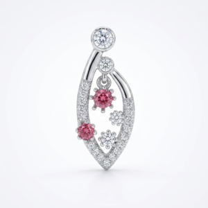 Silver Symbolic Pink Cz Fancy Pendant