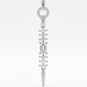 Silver Long String Fancy Shape Cz Pendant