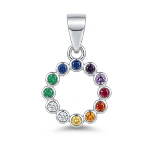 Silver Multicoloured Small Circle Cz Pendant