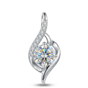 Silver Curvy Single Solitaire Cz Pendant