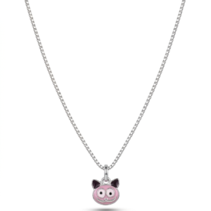 Silver Cute Pink Daisy Pendant With Chain