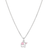Silver Kids Pink Elephant Outline Pendant With Chain