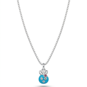 Silver Kids Cute Bunny Pendant With Chain