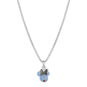 Silver Kids Mickey Mouse Enamel Pendant with Chain