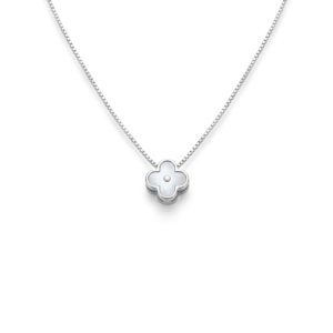 Silver 3D Dual Side M.O.P Clover Chain