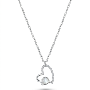 Silver Outlined Heart With M.O.P Teddy Chain