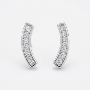 Silver Cz Bar Stud Earrings