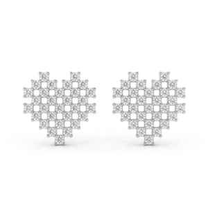 Silver Full Cz Heart Stud Earrings