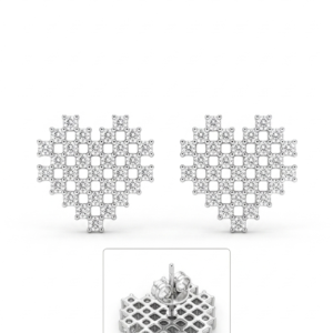 Alternative view of Silver Full Cz Heart Stud Earrings