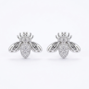 Silver Honey Bee Stud Earrings