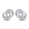 Silver Double Hoop Stud Earrings